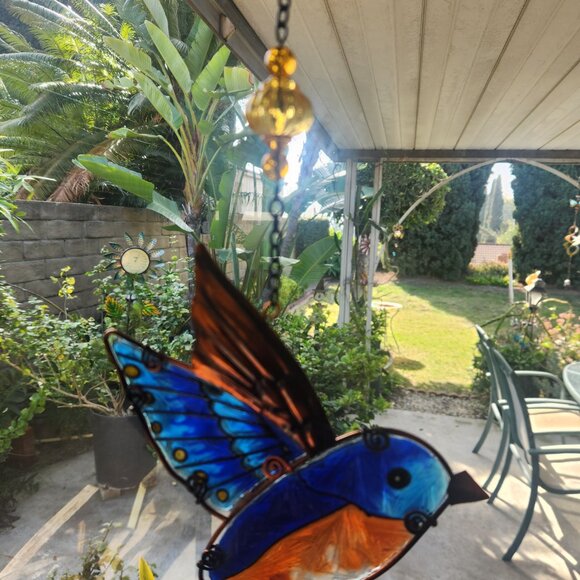 Colorful Glass Suncatcher Bluebird Window Hanging - Picture 4 of 5